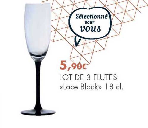 Lot De 3 Flutes «lace Black» 18 Cl