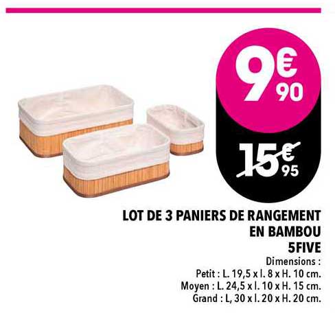 Lot De 3 Paniers De Rangement En Bambou 5five