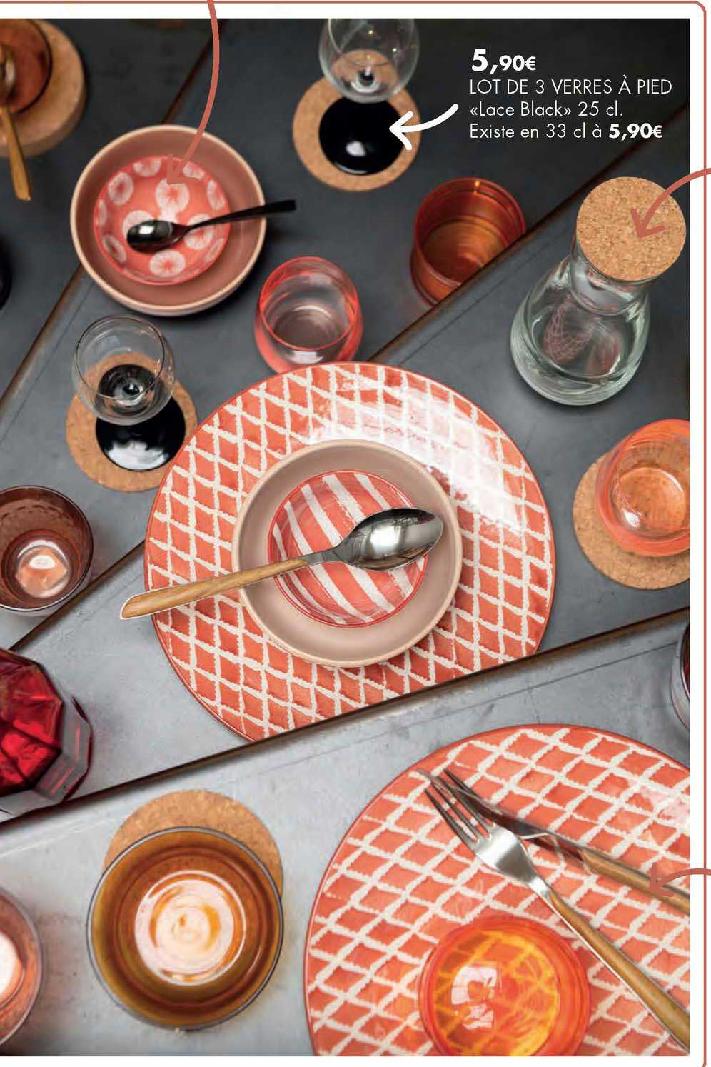 Lot De 3 Verres à Pied «lace Black»