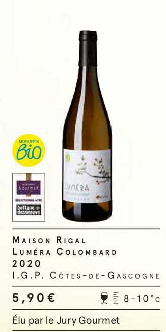 maison rigal luméra colombard 2020 i.g.p. côtes-de-gascone