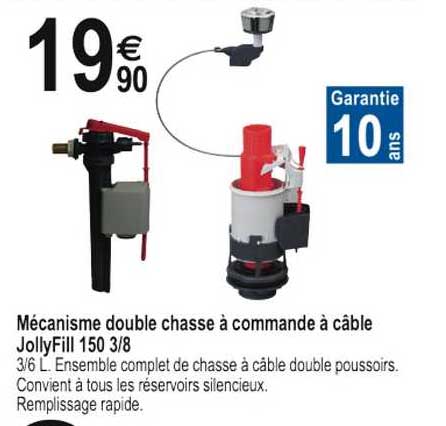 mécanisme double chasse à commande à câble jollyfill 150 3-8
