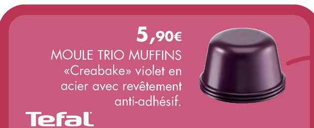 Moule Trio Muffins «creabake» Violet En Acier Avec Revêtement Anti-adhésif