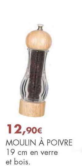 Moulin à Poivre 19 Cm En Verre Et Bois