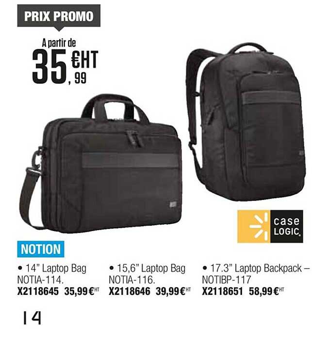 notion 14'' laptop bag notia-114 15.6'' laptop bag notia-116 17.3" laptop backpack noitbp-117