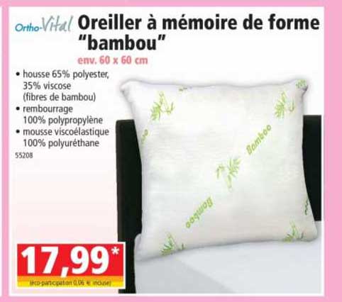 oreiller à mémoire de forme "bambou" ortho-vital