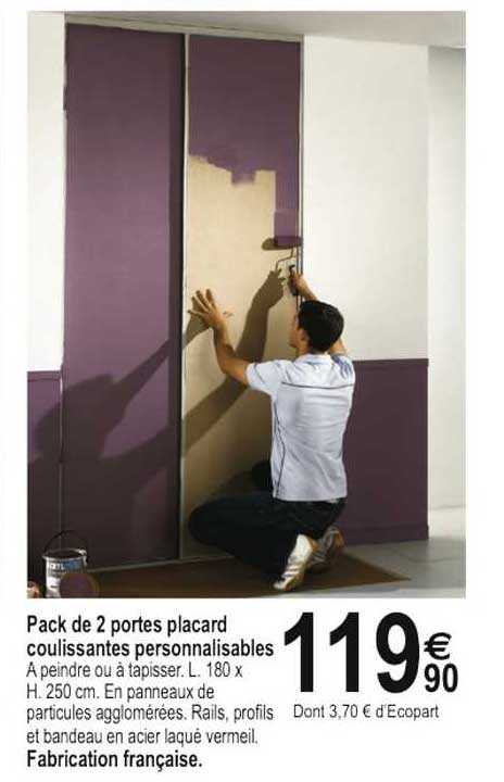 Pack De 2 Portes Placard Coulissantes Personnalisables