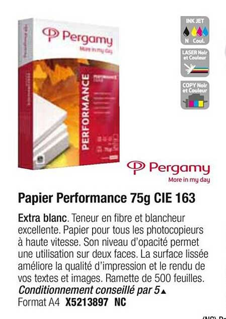 papier performance 75g cie 163 pergamy