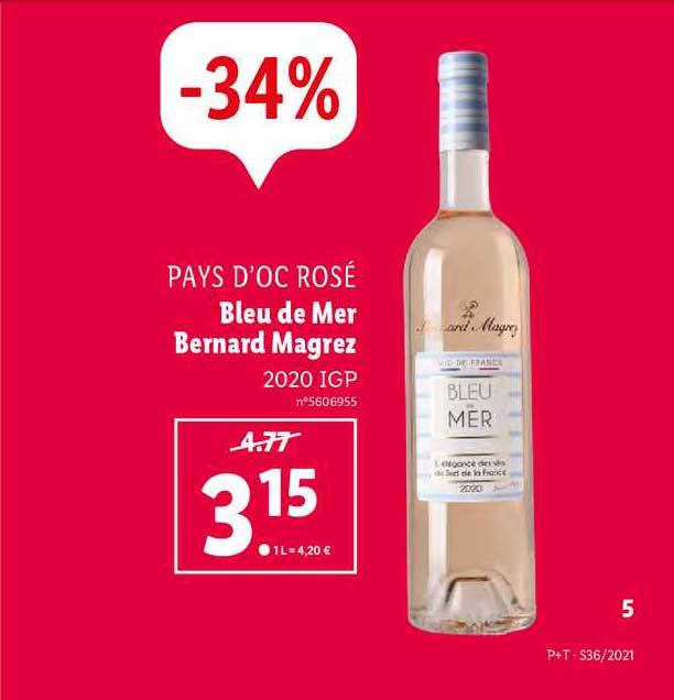 pays d'oc rosé bleu de mer bernard magrez 2020 igp