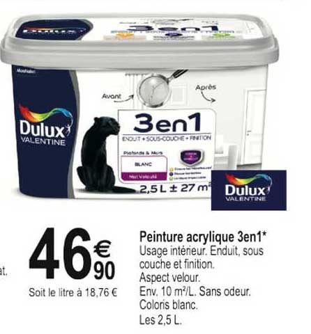 Peinture Acrylique 3 En 1 Dulux Valentine