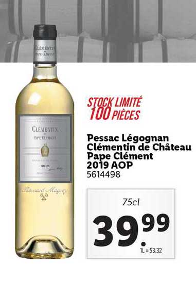 pessac légognan clémentin de château pape clément 2019 aop