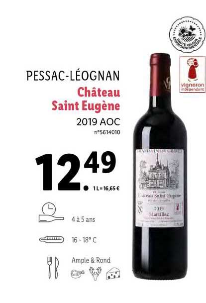 pessac-léognan château saint eugène 2019 aoc