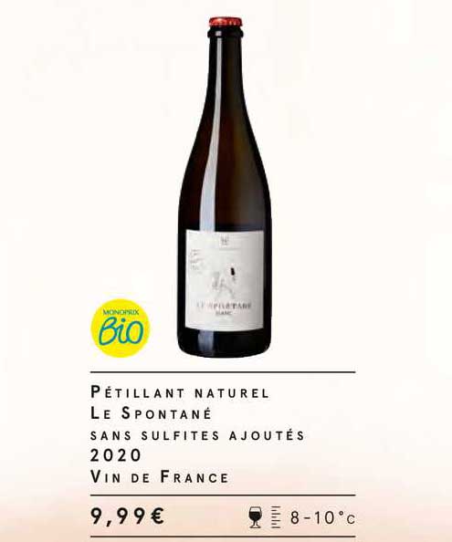 Pétillant Naturel Le Spontané Sans Sulfites Ajoutés 2020 Vin De France