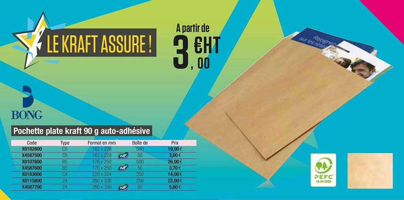 pochette plate kraft 9 g auto-adhésive bong