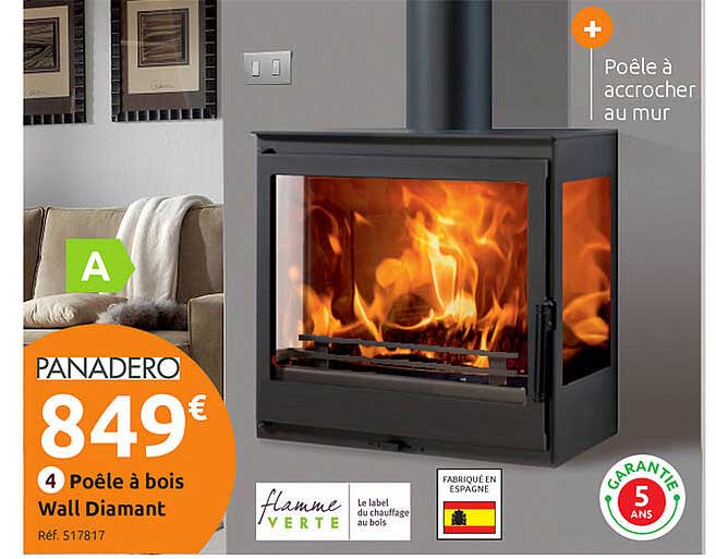 poêle à bois wall diamant panadero