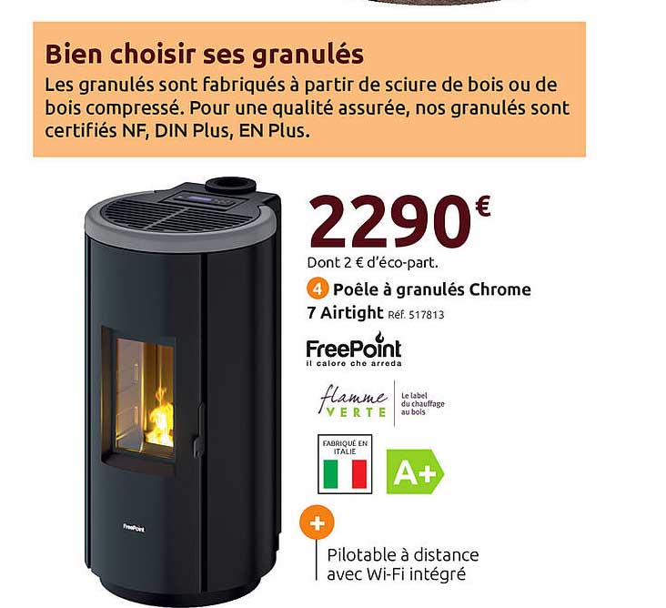 Poêle à Granulés Chrome 7 Airtight Freepoint