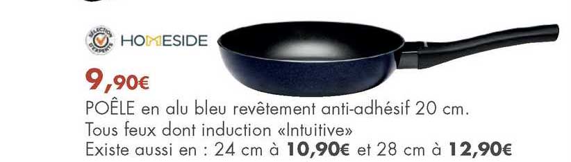 poêle en alu bleu revêtement anti-adhésif 20 cm homeside