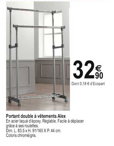 portant double à vêtements alex