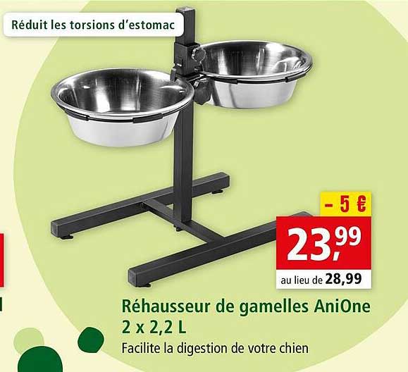 réhausseur de gamelles anione 2 x 2.2 l