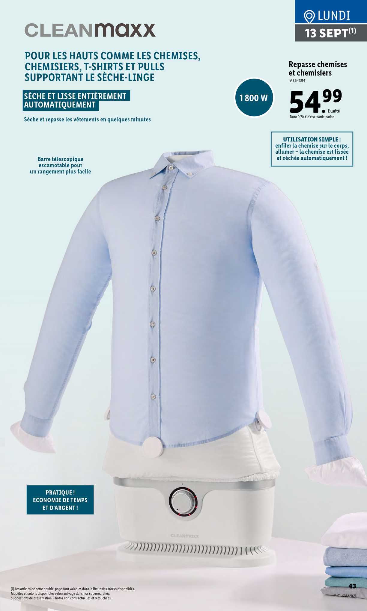 repasse chemises et chemisiers cleanmaxx