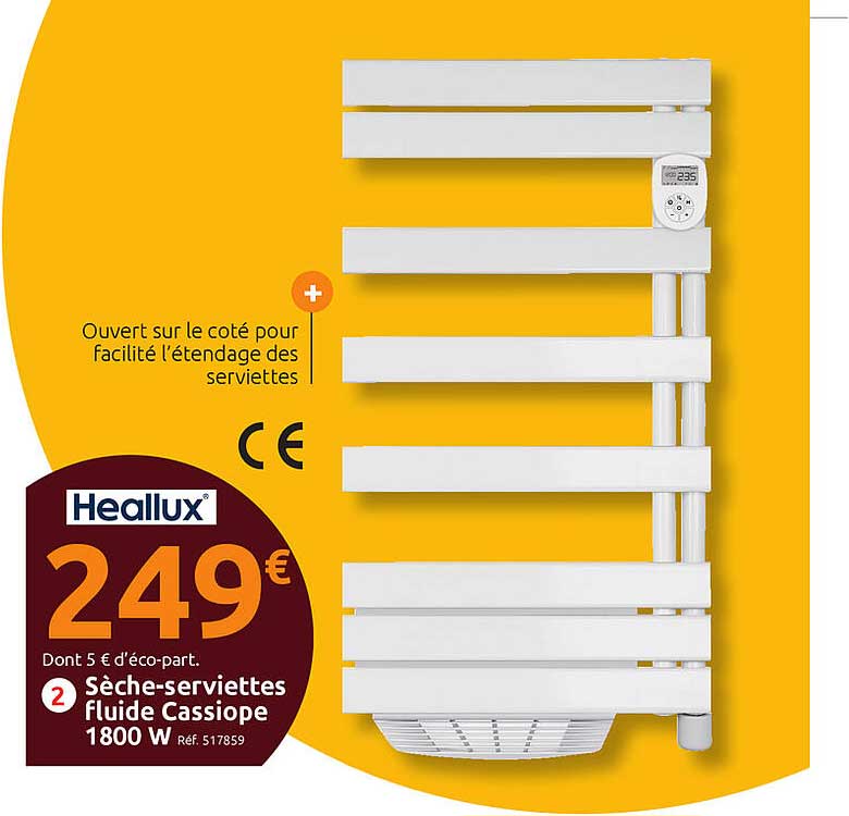 sèche-serviettes fluide cassiope 1800 w heallux