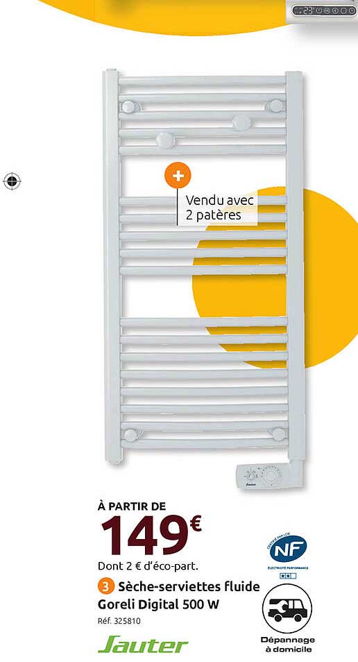 sèche-serviettes fluide goreli digital 500 w sauter