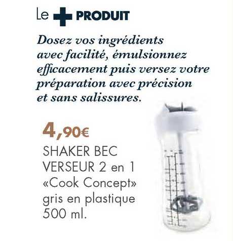 Shaker Bec Verseur 2 En 1 «cook Concept» Gris En Plastique 500 Ml