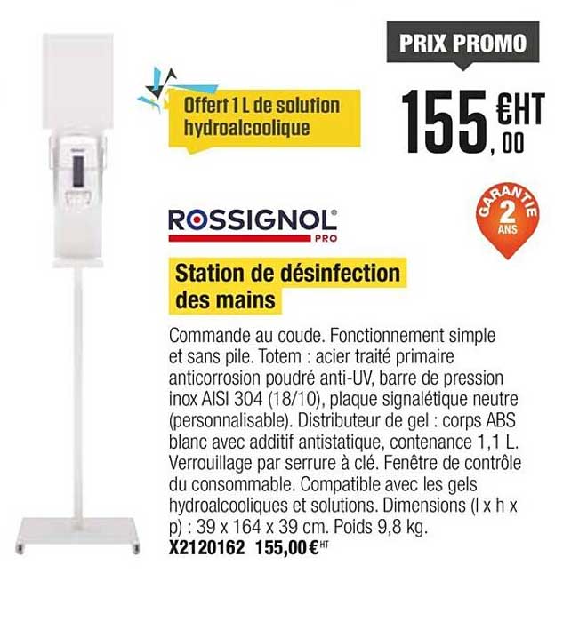 Station De Désinfection Des Mains Rossignol