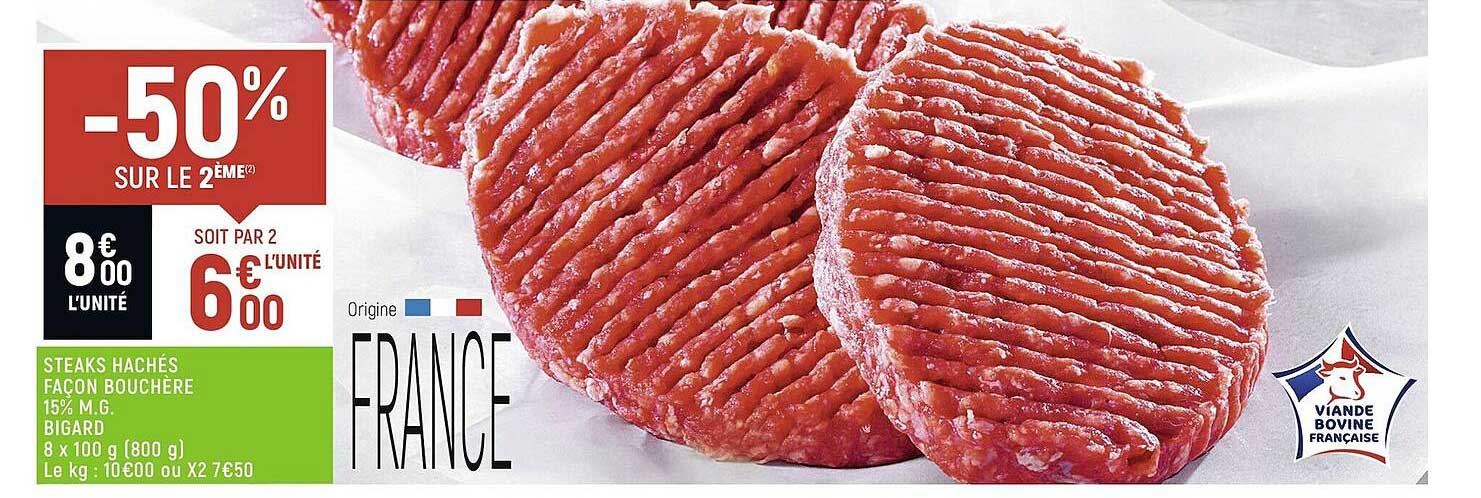 steaks hachés façon bouchère 15% m.g. bigard