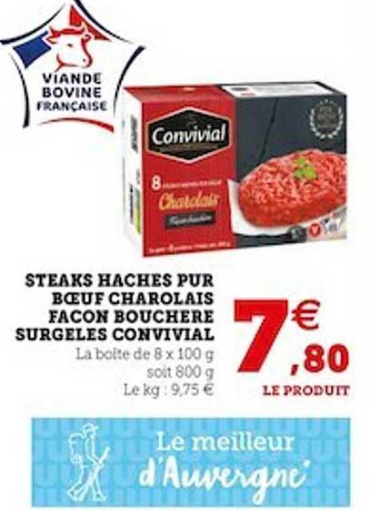 Steaks Hachés Pur Bœuf Bouchère Surgelés Convivial