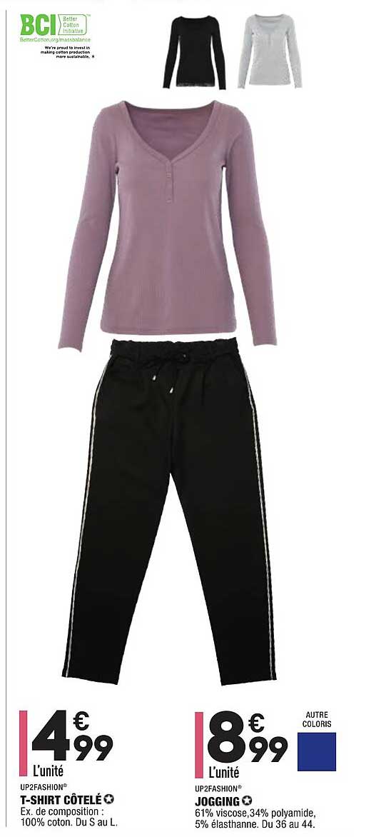 t-shirt côtelé, jogging up2fashion