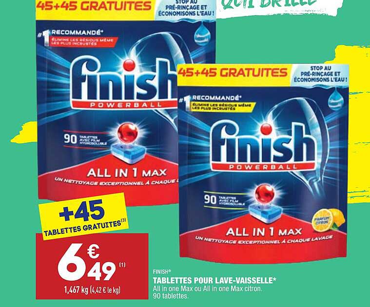 tablettes pour lave-vaisselle finish