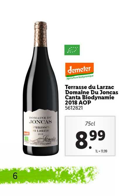 terrasse du larzac domaine du joncas canta biodynamie 2018 aop