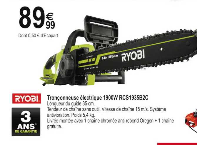 tronçonneuse électrique 1900w rcs1935b2c ryobi