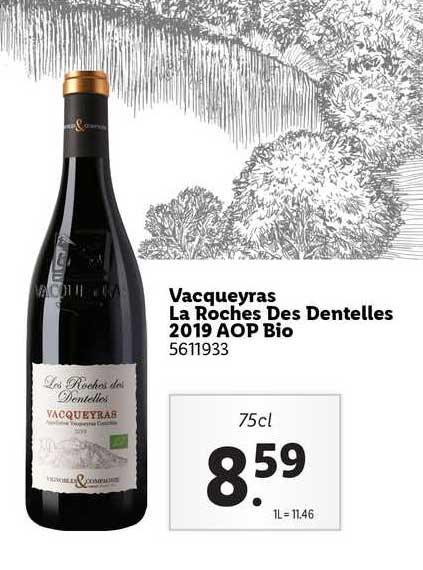 vacqueyras la roches des dentelles 2019 aop bio