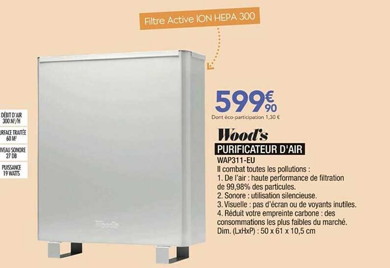 woods purificateur d'air wap311-eu