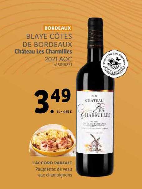 blaye côtes de bordeaux château les charmilles 2021 aoc