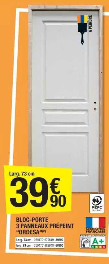 bloc-porte 3 panneaux prépeint "ordesa"