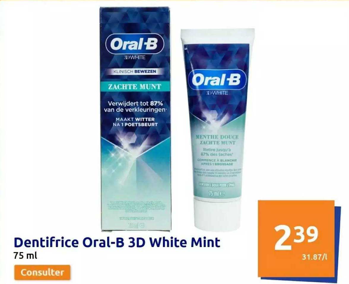 dentifrice oral-b 3d white mint 75ml