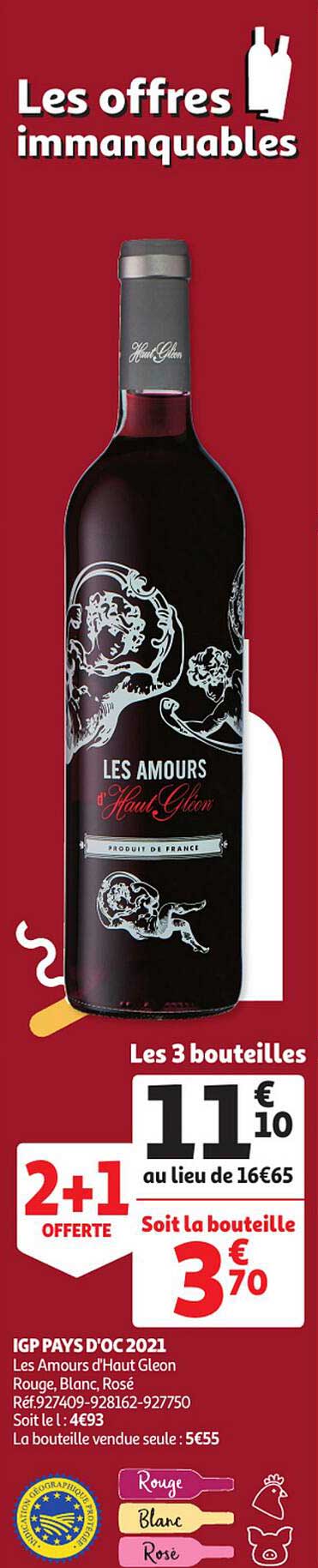 igp pays d'oc 2021 les amours d'haut gleon rouge, blanc, rosé