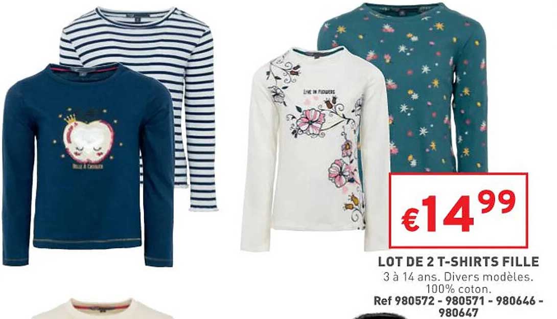 lot de 2 t-shirt fille