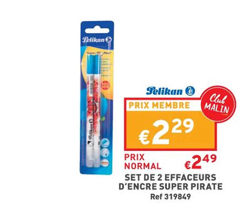 set de 2 effaceurs d'encre super pirate pelikan