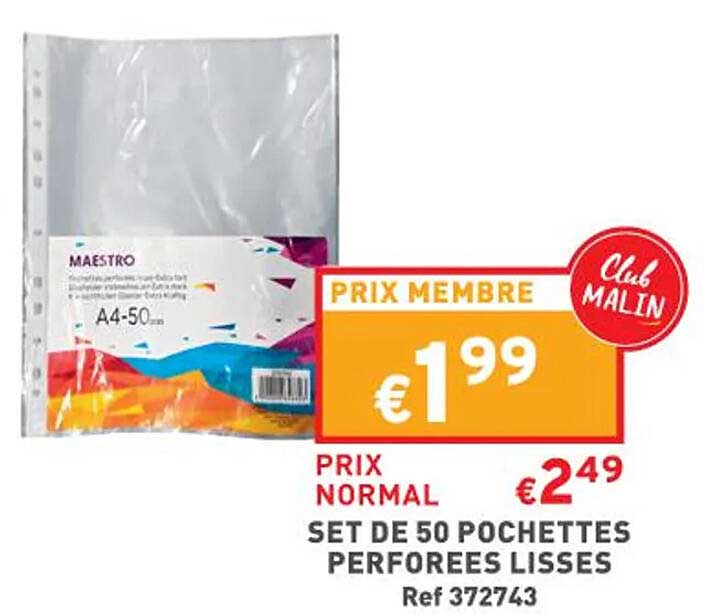 Set De 50 Pochettes Perforées Lisses