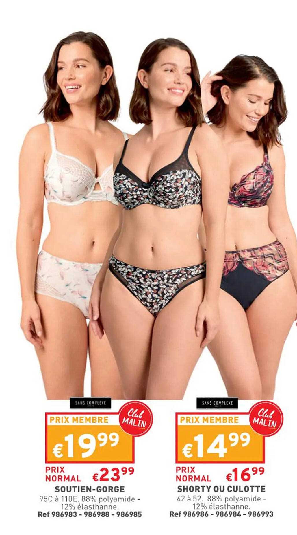 soutien-gorge, shorty ou culotte