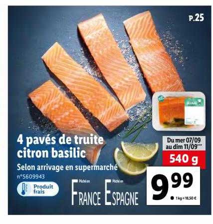 4 Pavés De Truite Citron Basilic