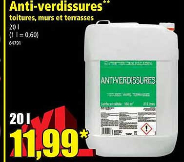 anti-verdissures toitures, murs et terrasses