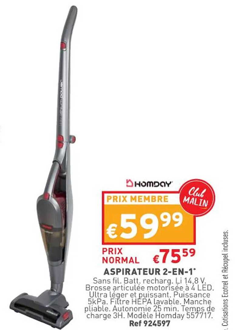 aspirateur 2-en-1 homday