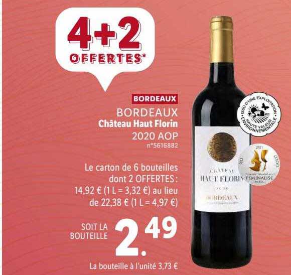 Bordeaux Château Haut Florin 2020 Aop