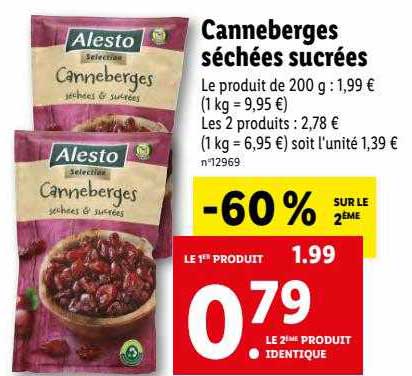 canneberges séchées sucrées
