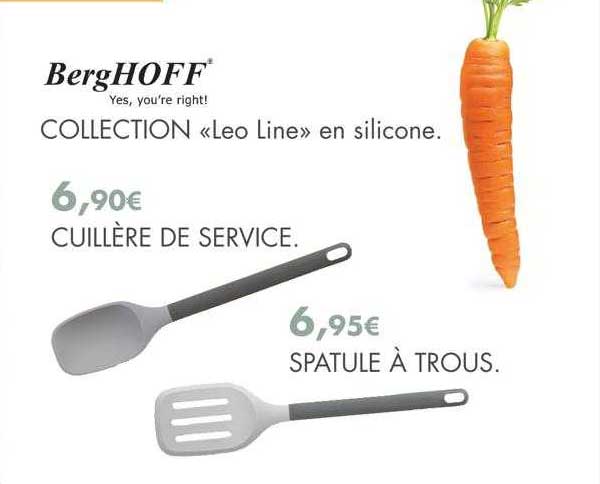 collection «leo line» en silicone : cuillère de service, spatule à trous