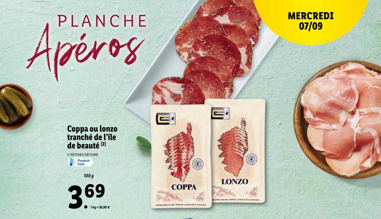 coppa ou lonzo tranché de l'île de beauté